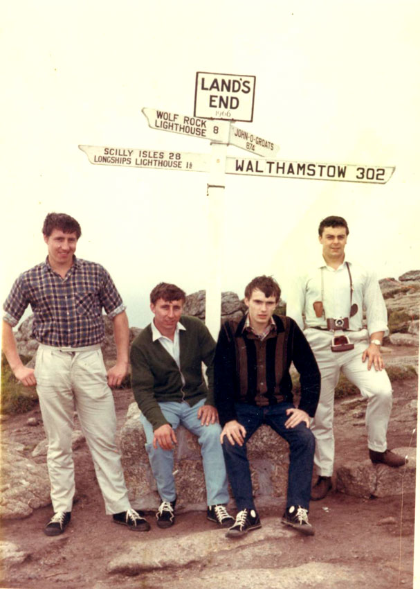 Dave Tootill, his brother, Bern Loomes and Roy Duval at Lands End